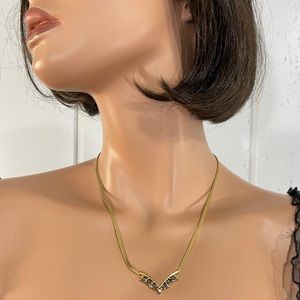 Gold Tone Princess Cut V Shaped